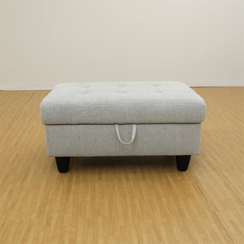 KISRAIS 34" Wide Upholstered Storage Ottoman