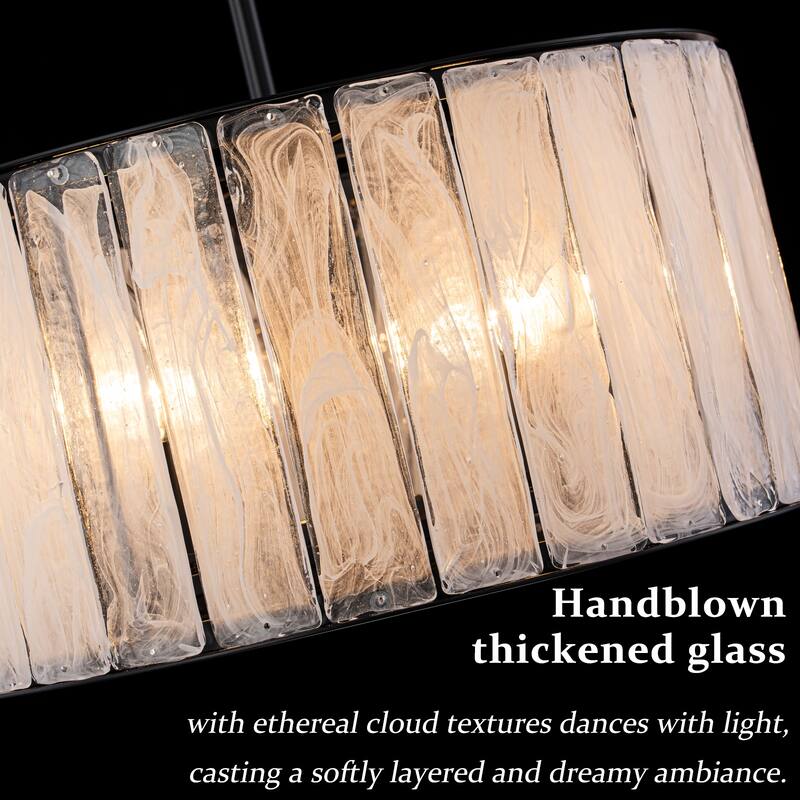 Cloudy White Glass Black Pendant Lighting Modern for Kitchen Island