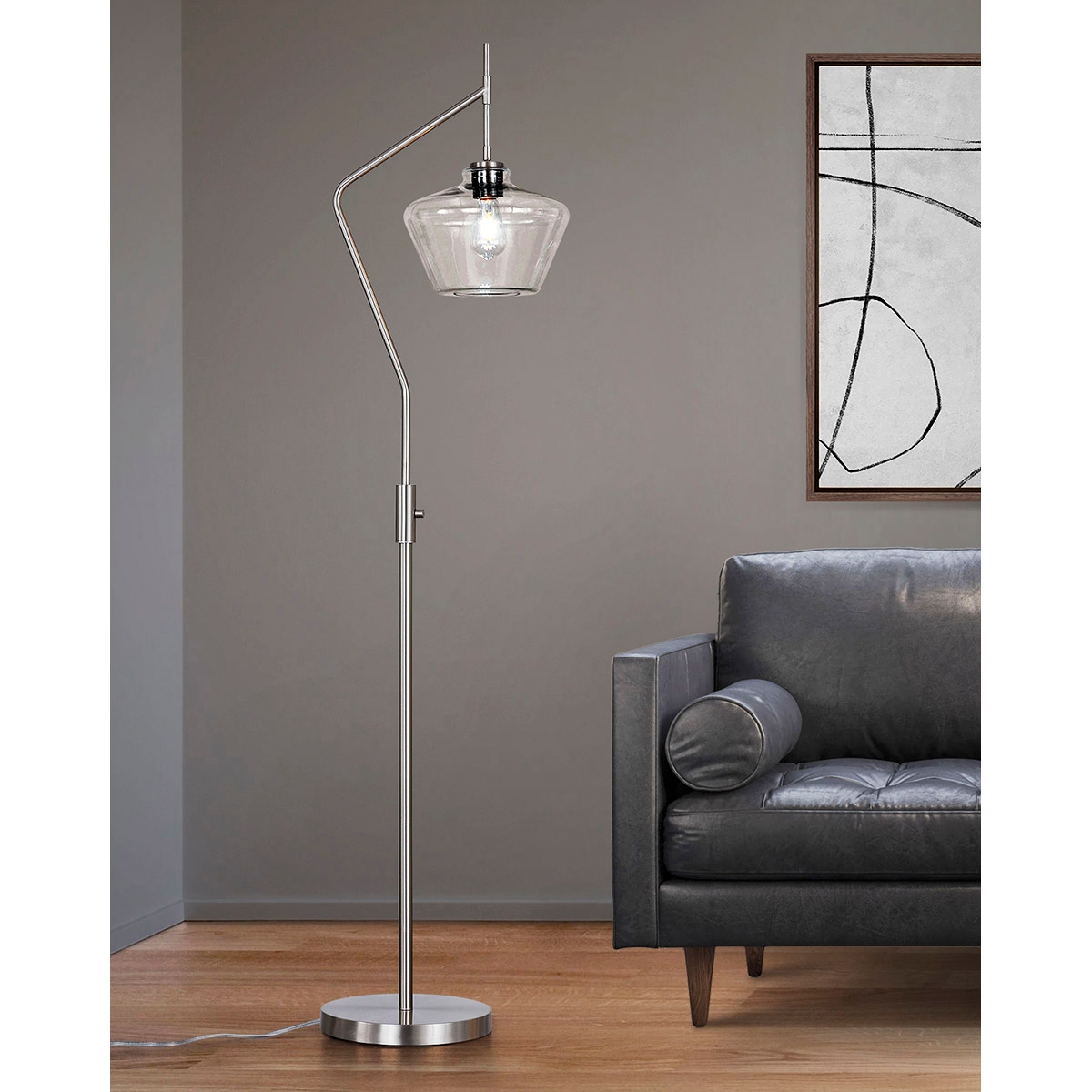Cafe 69 H Glass Shade Brushed Nickel Floor Lamp On Sale Bed Bath Beyond 36912043