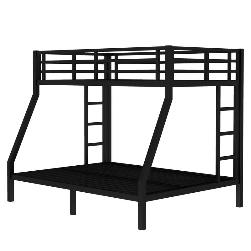 Metal Twin over Full Bunk Bed for Teens and Adults,Space-Saving/Noise Reduced/No Box Spring Needed, Black