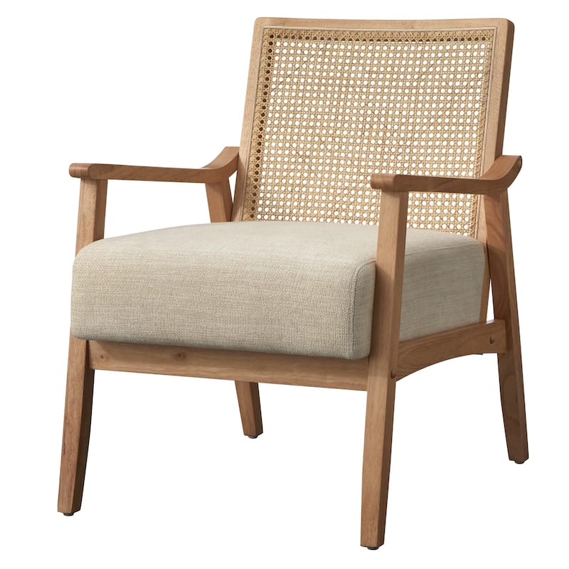 Lifestorey Serena Cane and Solid Wood Accent Chair