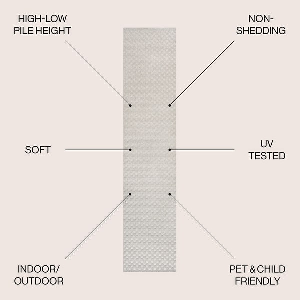 dimension image slide 6 of 7, JONATHAN Y Sofia High-Low Modern Minimalist Checkered Monotone Ivory/Cream Indoor/Outdoor Rug