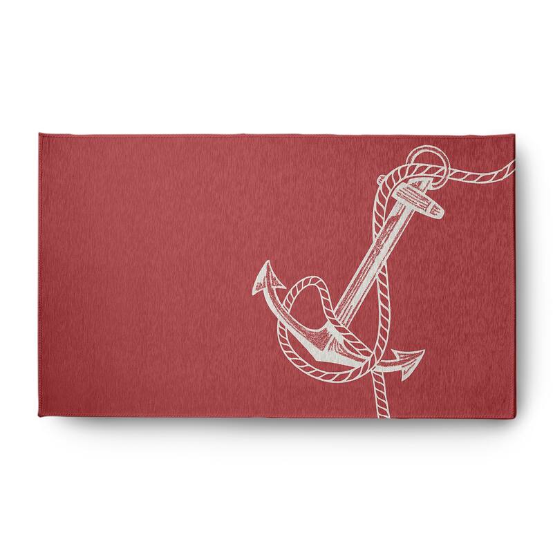 Anchored Nautical Chenille Rug - Ligonberry Red - 3' x 5'