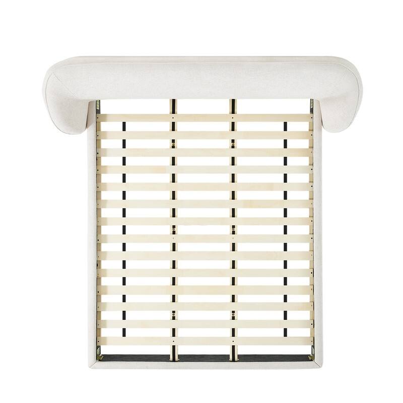 Spruce & Spring Upholstered Platform Bed with Rounded Headboard and Water-repellent Chenille Fabric