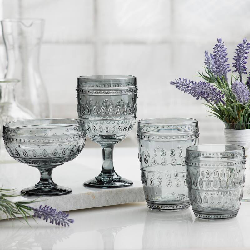 Euro Ceramica Fez 4 Piece 14 oz Highball Glasses Set