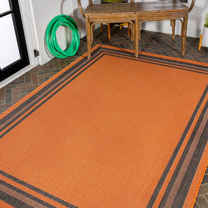 JONATHAN Y Haynes Modern Border Stripe Indoor/Outdoor Area Rug