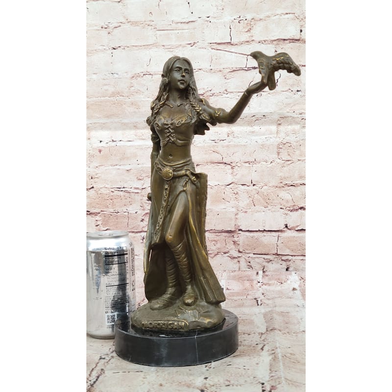 Mythological Goddess With Bird Bronze Sculpture - Celtic Norse Numbered Signed Art