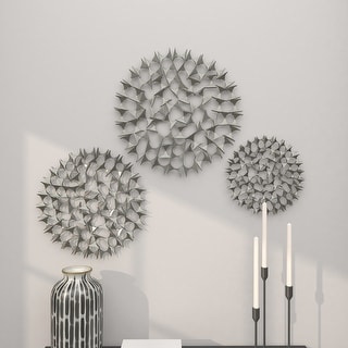 Silver or Gold Metal Industrial Abstract Medallion Wall Art (Set of 3)