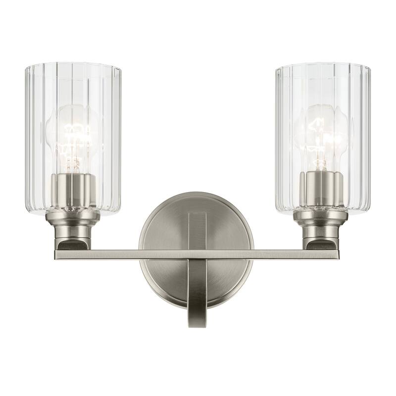 Kichler Lighting Gioe 14.25" 2-Light Vanity Light with Clear Fluted Glass in Brushed Nickel