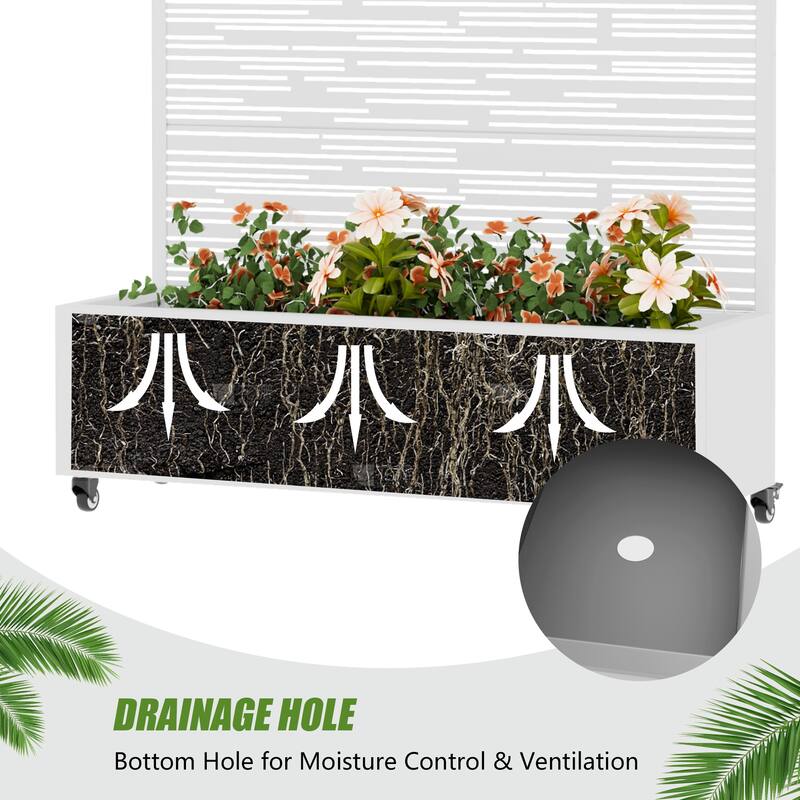 Raised Garden Bed Planter with Trellis Movable Planter Box with Lockable Wheels