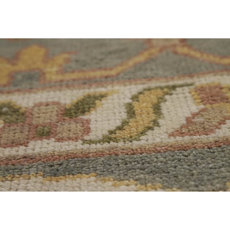 All-Over Gray Green Oushak Indian Large Rug Hand-Knotted Wool Carpet - 11'8" x 17'5"