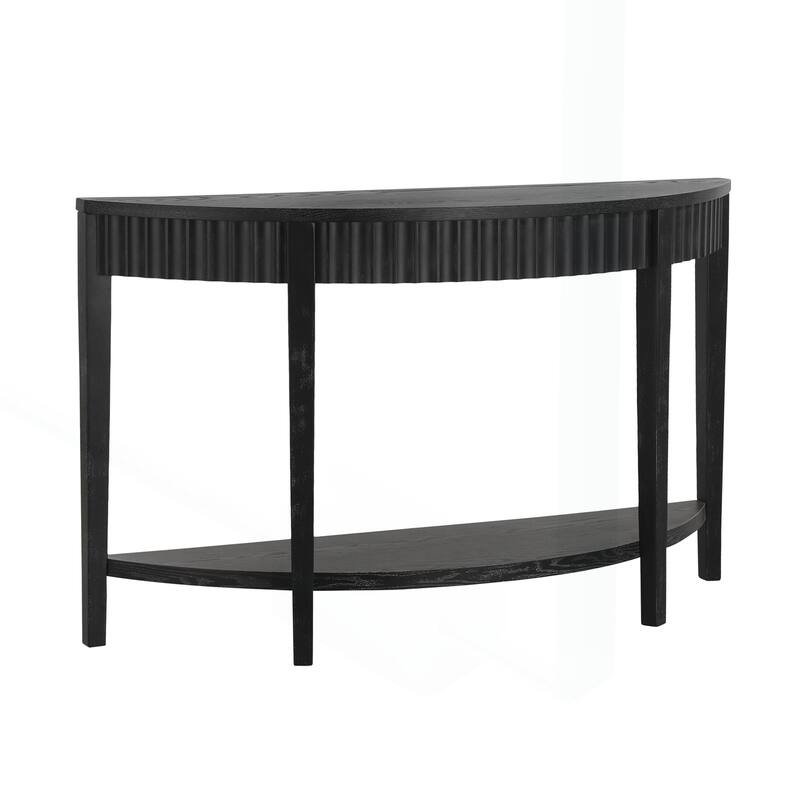 Exquisite Half-Moon Entryway Table with Open Shelves for Stylish Storage
