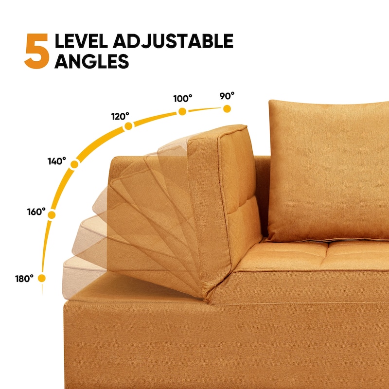 Ainfox Adjustable Sofa Chair Sleeper Sofa Bed Ottoman Couch with Metal Frame