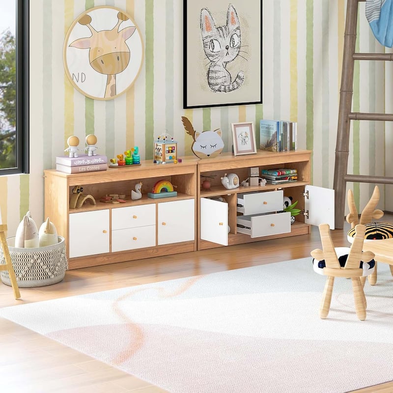 Toy Storage Organizer Storage Chest w/Drawers & Closed Cabinets