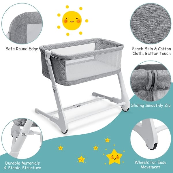 Babyjoy Baby Side Bedside Sleeper Washable Mattress Height Adjustable