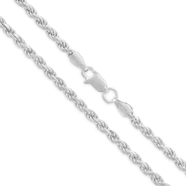 5MM 16-30 Authentic Solid Sterling Silver Rope Diamond-Cut Braided Twist Link .925 ITProLux Necklace Chains 1MM Men & Women Made In Italy