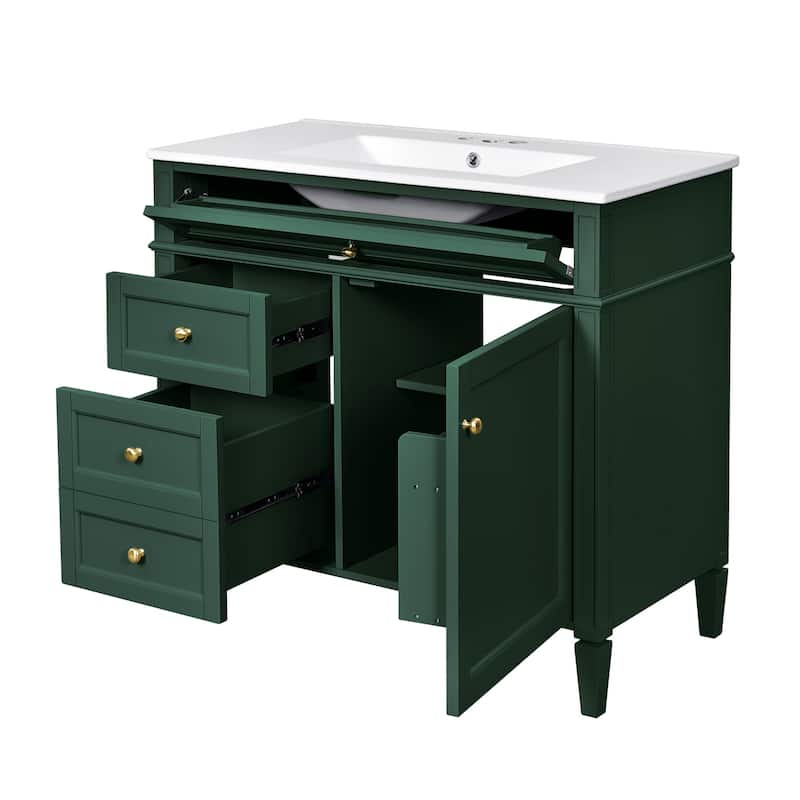Modern Bathroom Vanity with 2 Drawers and a Tip-out Drawer