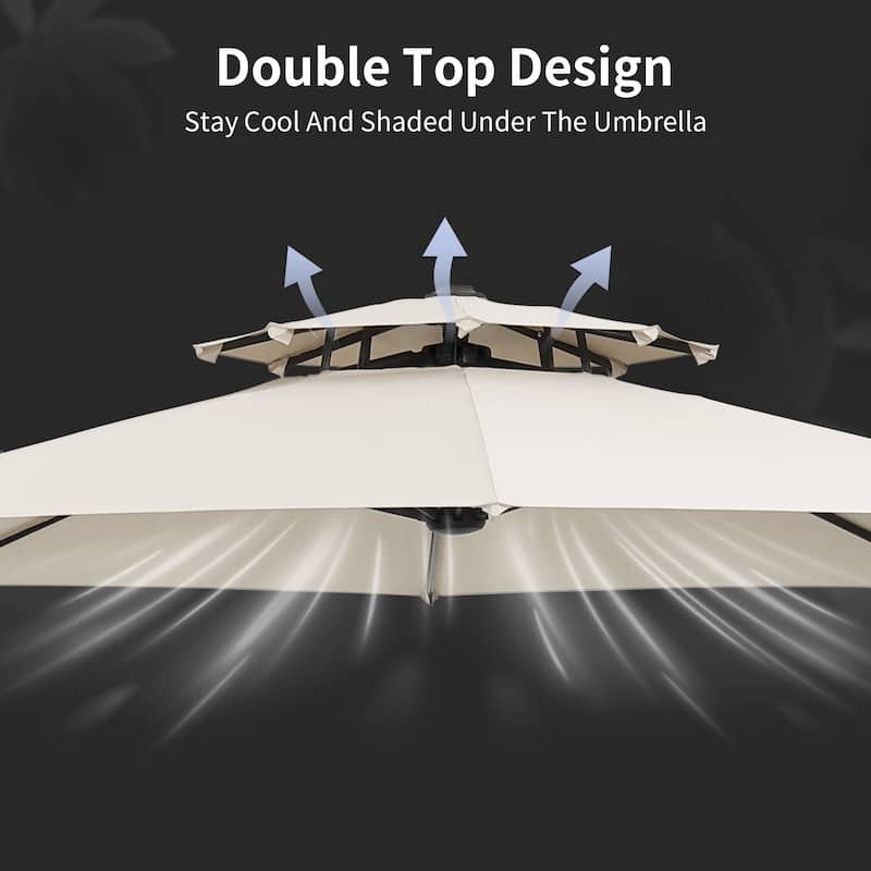 Autlaycil 10FT Cantilever Patio Umbrella with Base Included 360 Rotation Large Offset Hanging Outdoor Shade