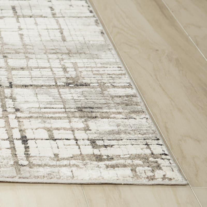 Alora Decor Graystone Contemporary Ivory Polyester Area Rug