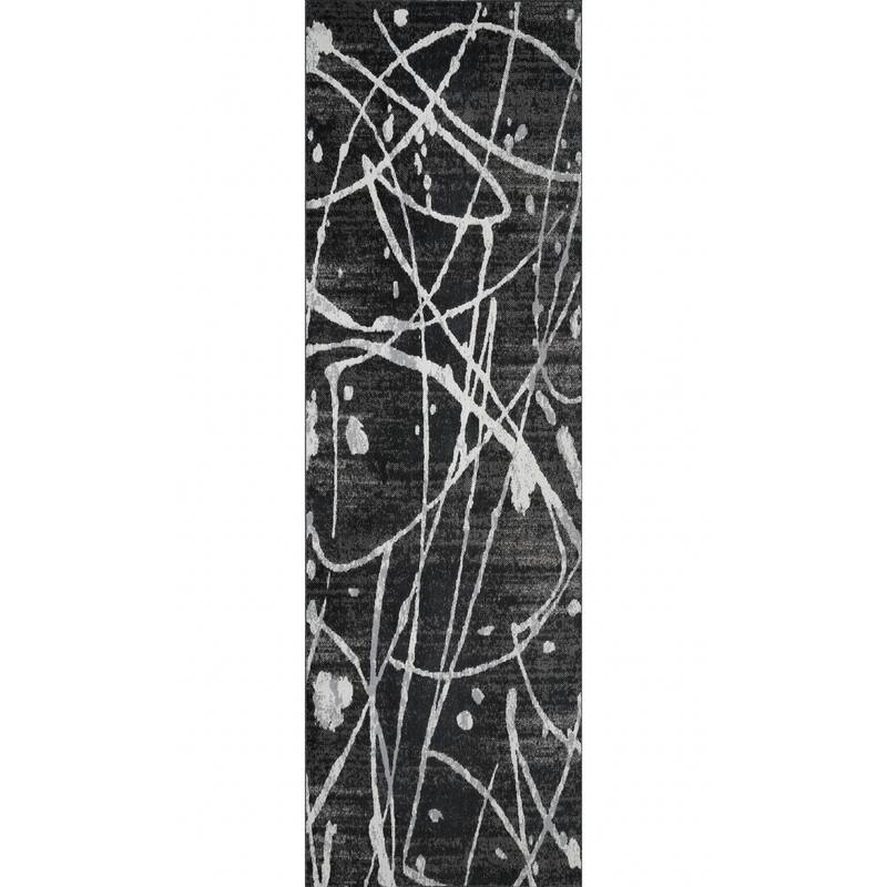 Machine Washable Archie Rug - 2'6" x 8'0" - Black/Grey