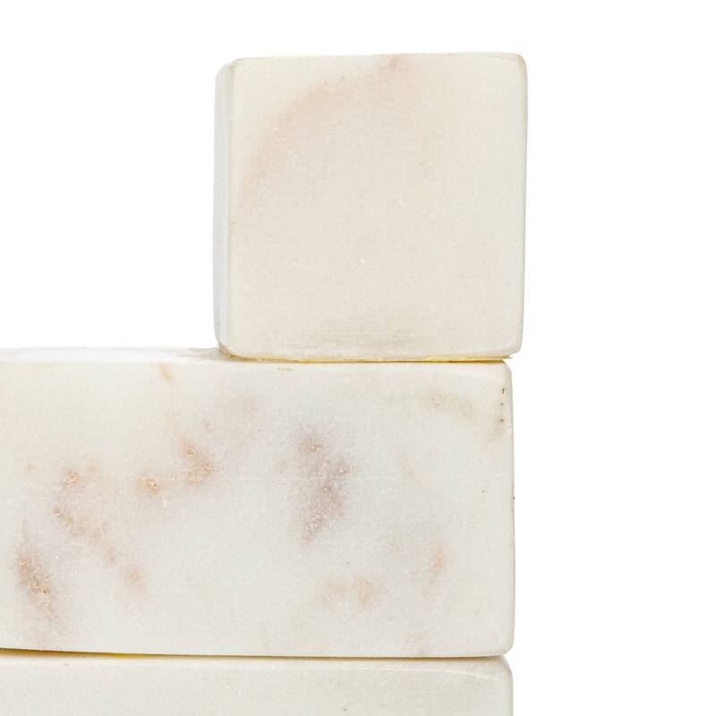Decorative Marble Stairstep Bookends, Set of 2 - 5.3"L x 5.3"W x 5.0"H