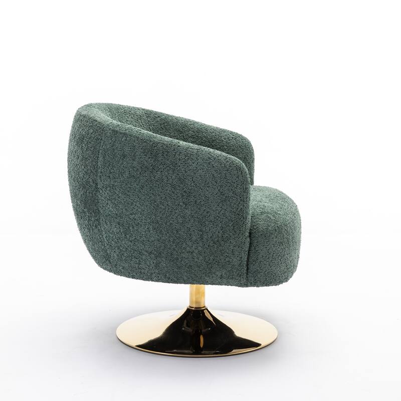 Accent Swivel Chair With Gold Metal Round Base