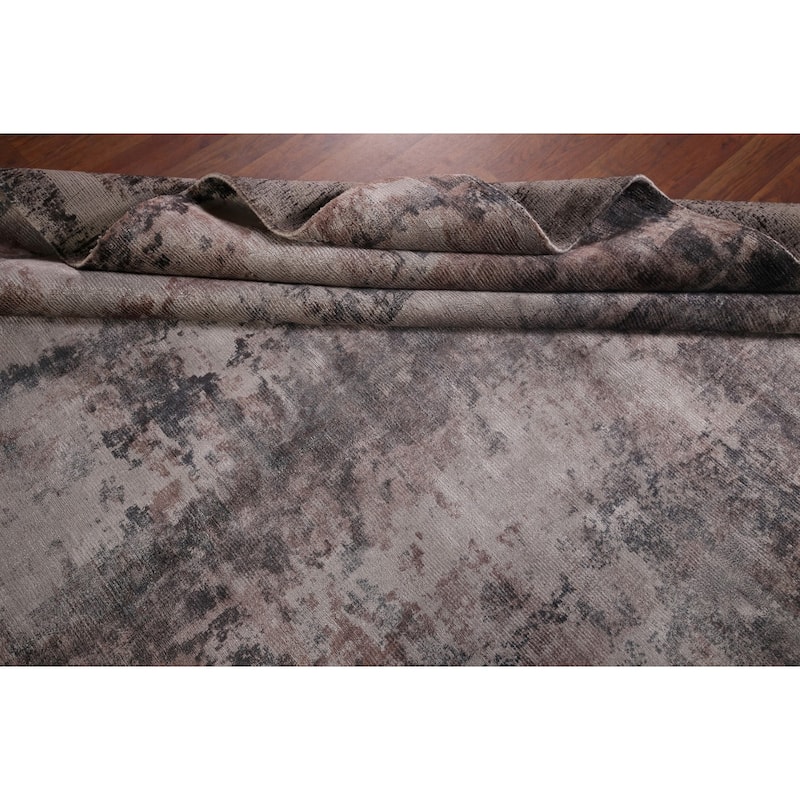 All-Over Abstract Indian Area Rug Handmade Wool Carpet - 8'0"x 10'2"