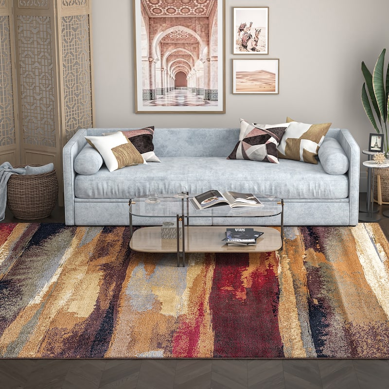 Flora Transitional Stripe Indoor Area Rug - 5'3 x 7'3 - Multi