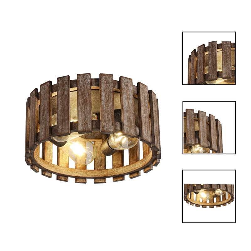 3 Light light fixture wood lights on a ceiling metal, wood light for the kitchen - N/A