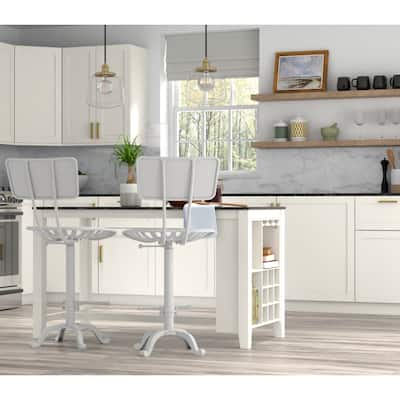 Tractor Seat Adjustable Barstool with Backrest - 36.5" - White
