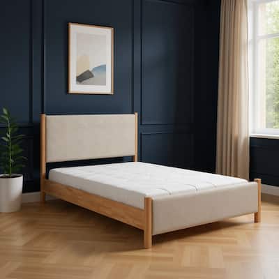 HomeRoots Beige Wood And Upholstery Queen Bed Frame