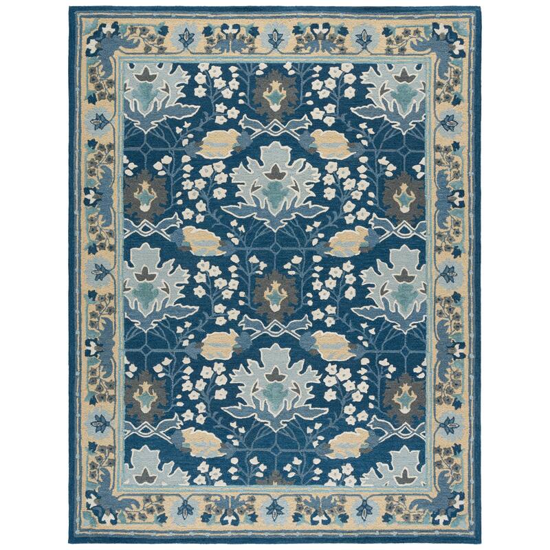 SAFAVIEH Handmade Earthly Treasure Boyana Traditional Wool Rug - 9' x 12' - Navy/Beige