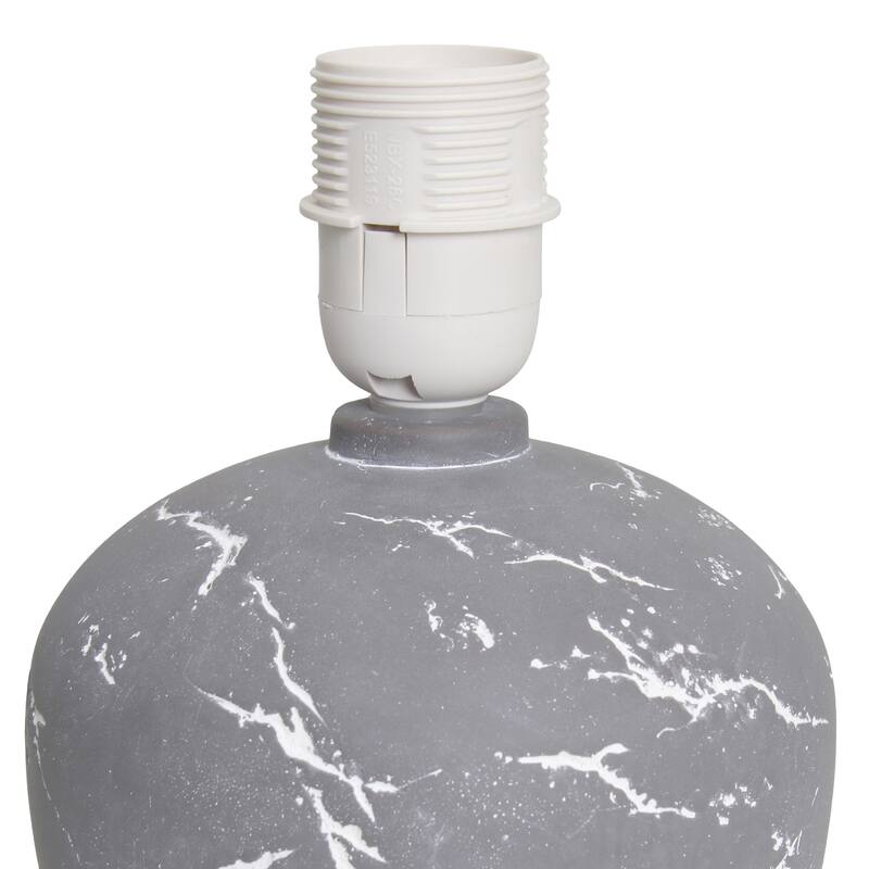 Rounded Marble Style Table Lamp with Drum Shade - 12.5" - Gray and White