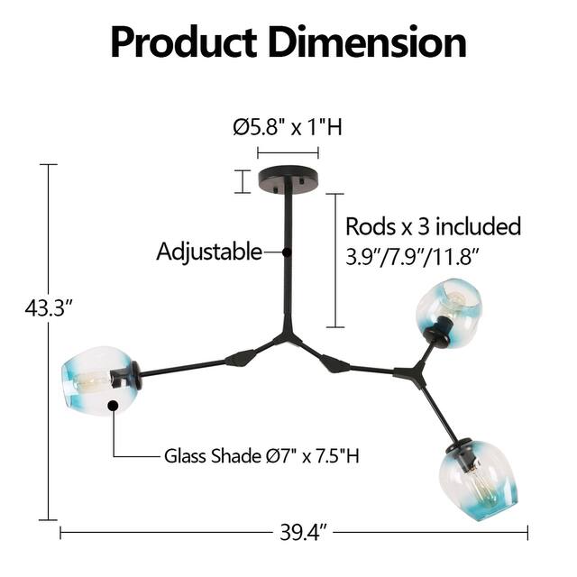 Belladepot Modern Full-angle Adjustable Chandelier with Smoked Glass Shades