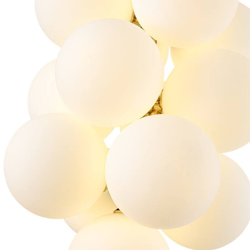 Classic Glam 13-Light White Frosted Grape Glass Stacked Chandelier - 15.7 in