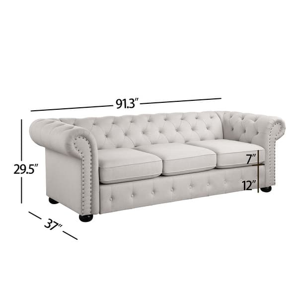 Corvus Aleksis Tufted Chesterfield 3-seater Sofa with Rolled Arms - Bed ...