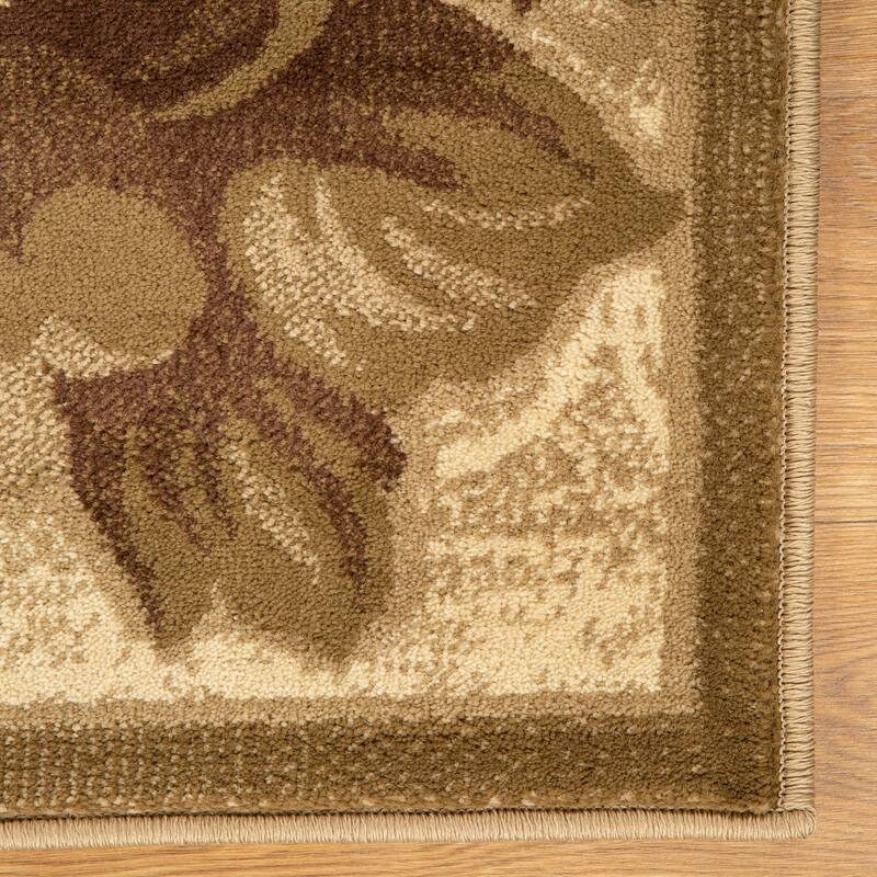Superior Traditional Floral Border Power-Loomed Indoor Area Rug