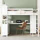 preview thumbnail 2 of 10, White Full Size Pine Wood Loft Bed with Cabinet, Bookshelf, Wardrobe, and Desk