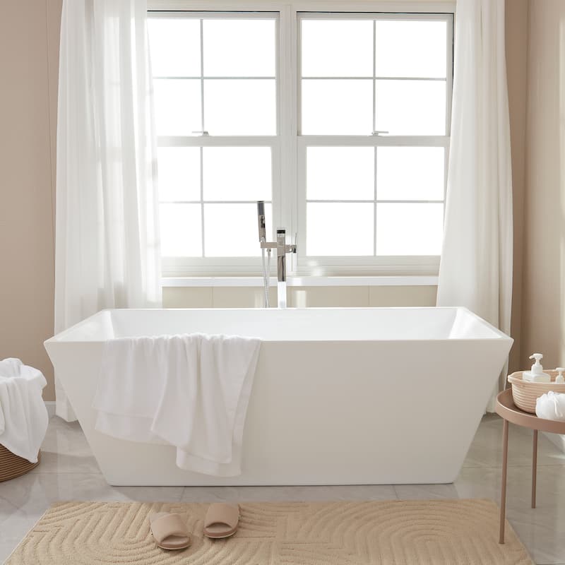 Vanity Art 67 inch Freestanding Acrylic Bathtub with Pop-up Drain