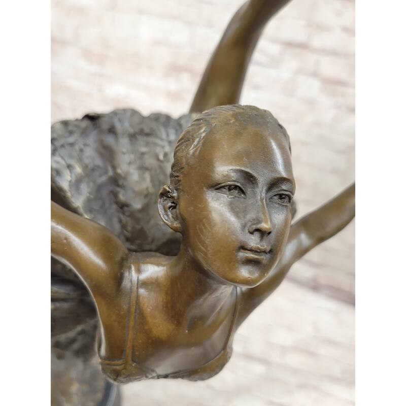 Arabesque Ballet Pose Ballerina Dancer Bronze Statue Sculpture On Marble Base