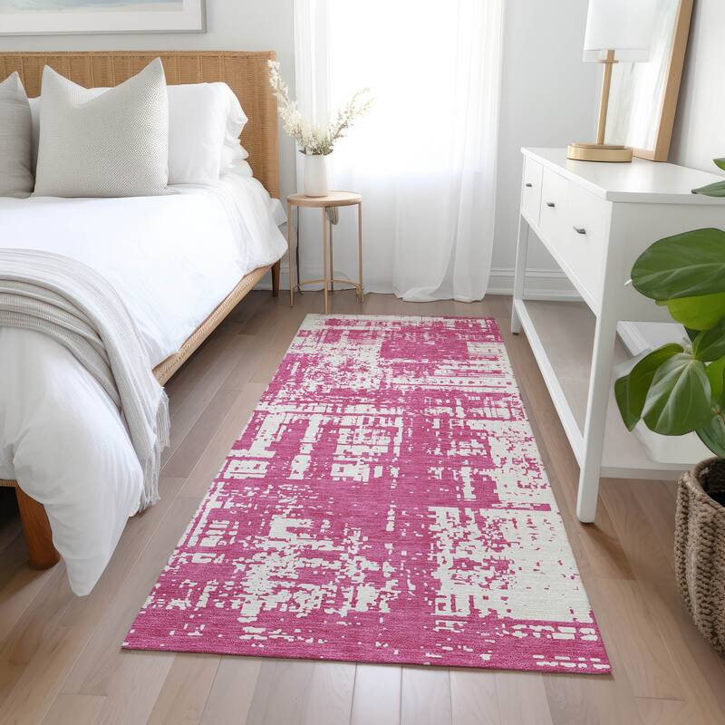 Machine Washable Indoor/ Outdoor Chantille Abstract Solid Rug