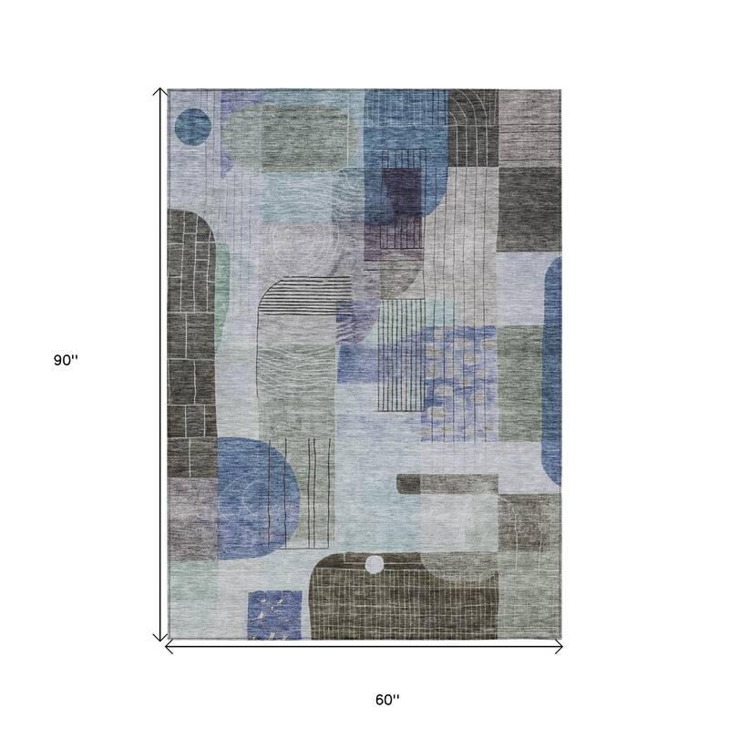 HomeRoots Abstract Transitional Rectangle Outdoor Rug