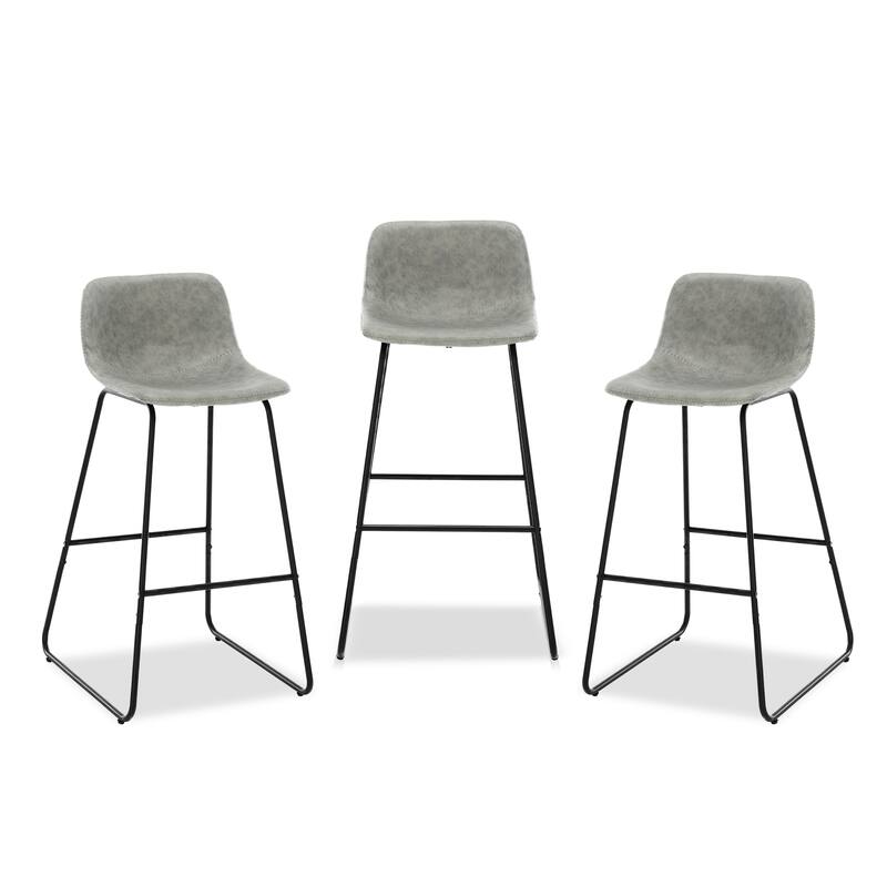Modern Faux Leather Metal Frame Counter Height Bar Stools (Set of 3)