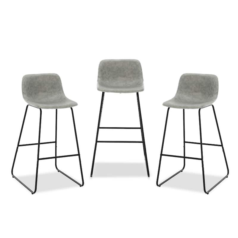 Modern 30.in Bar Height Bar Stool with PU Leather and Metal Frame Barstools for Kitchen Island