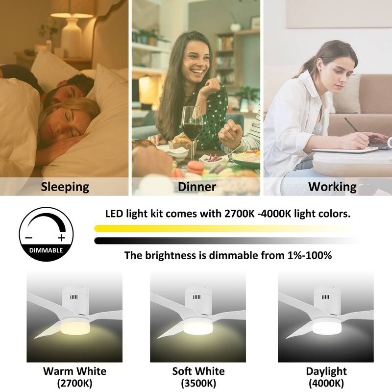 CARRO Pollux 52" Indoor Smart Ceiling Fan with Light and Remote-Flush Mount