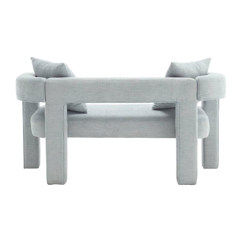 Modern Chenille 2-Seater Sofa Small Upholstered Loveseat with 2 Pillows, Arc Backrest, for Bedroom Living Room, Study