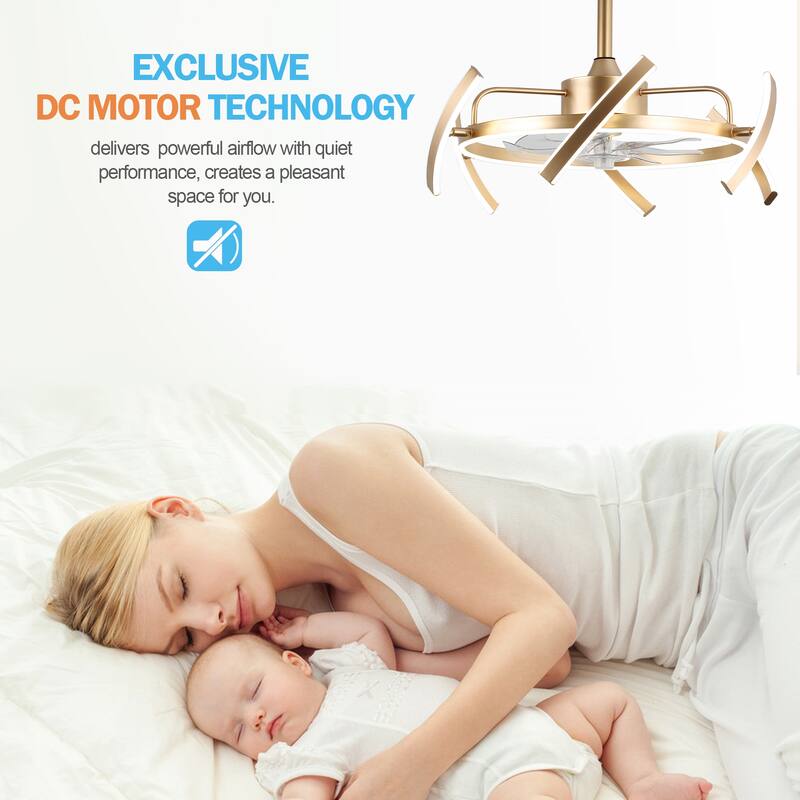 Oaks Aura DeClue 24in. 6 DIY-Shape Smart Ceiling Fan with Light,Cyberpunk Futuristic 6-Speed Quiet Ceiling Fan w/ Remote