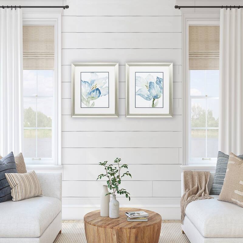 Baby Blue Tulips S/2 Framed Art Under glass