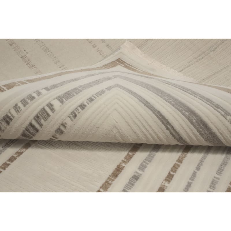Machine Made Oriental Polyester Carpet Modern Geometric Beige & Ivories Modern Area Rug - 7' 5'' X 5' 2''
