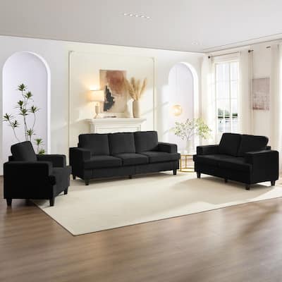 Mixoy Chenille 3 Piece Living Room Sofa Set,3-Seat Sofa/Loveseat/Armchair Sofa Sets,Modular Sectional Couch Furniture Sets